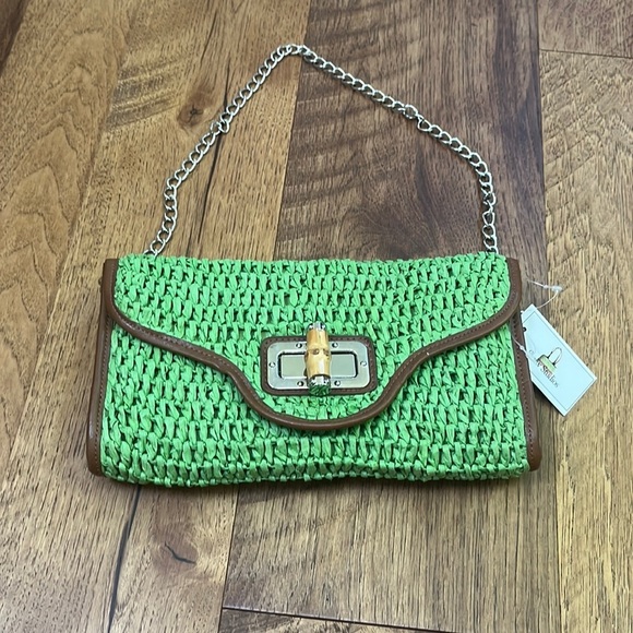 NWT Straw Studios Woman’s Green Shoulder Bag - Picture 1 of 5